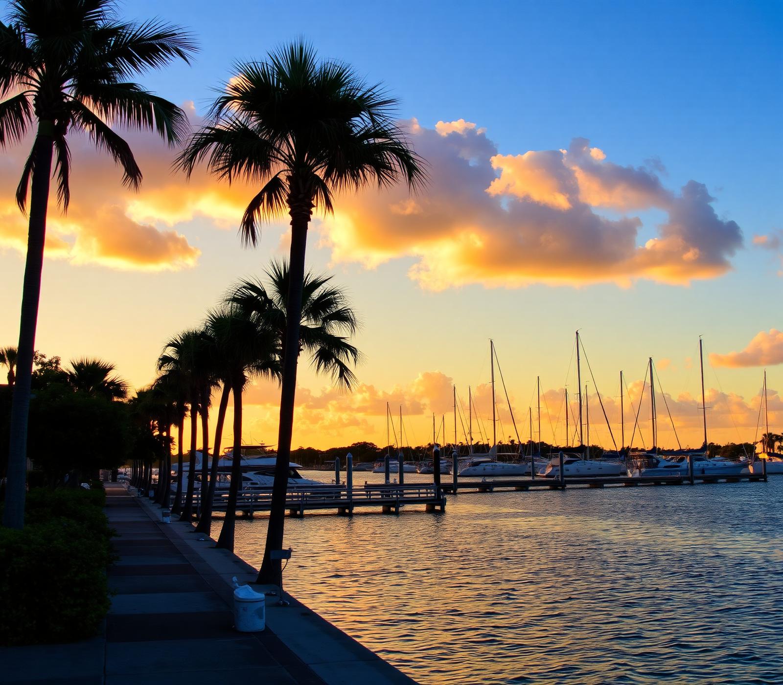 Sarasota Florida waterfront at golden hour